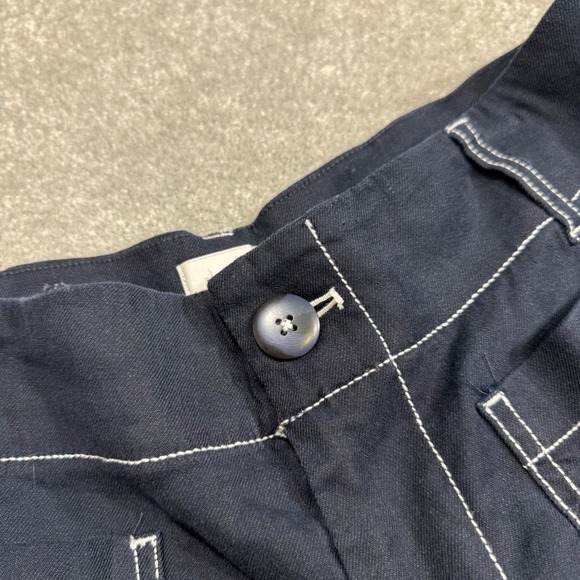 Maeve Colette Wide Leg Linen Blend Pants Crop Contrast Stitch Navy NWT 31 Tall - Picture 9 of 16